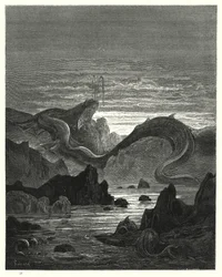 Illustration von Gustave Doré für Miltons Paradise Lost, Buch VII, Zeilen 415, 416
